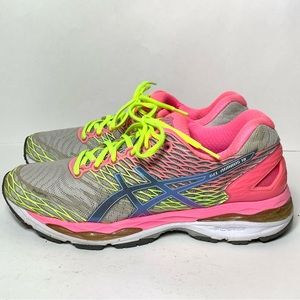 Asics Gel Nimbus 18 Running Sneakers Athletic Shoes Women's Size 9 Pink Yellow
